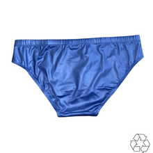 Load image into Gallery viewer, Salty Johnson blue sustainable mens swim briefs made from eco-friendly materials