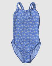 Load image into Gallery viewer, Salty Johnson AU sustainable womens one piece swimsuit in blue with yellow floral pattern