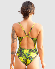 Load image into Gallery viewer, Back view of a Salty Johnson AU sustainable womens one piece swimsuit with vibrant floral design