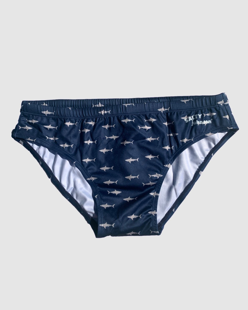 WHITE POINTER – Men's Swim Briefs | Sustainable UPF50+ Swimwear Salty Johnson