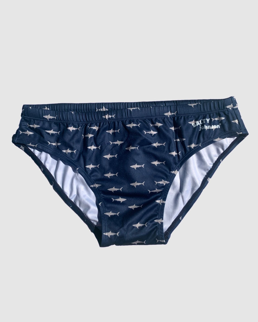 WHITE POINTER – Men's Swim Briefs | Sustainable UPF50+ Swimwear Salty Johnson