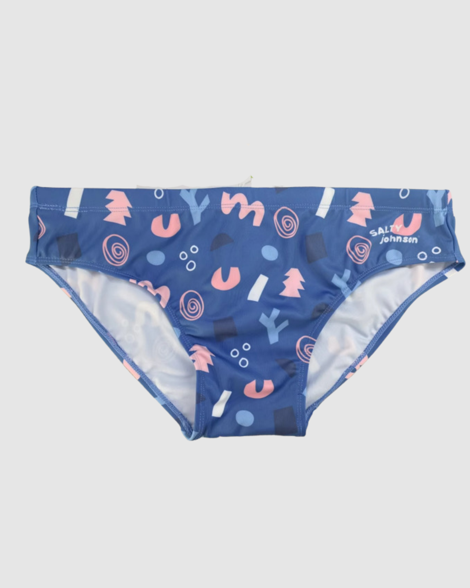 Squiggles mens swim briefs, UPF50+ rated sustainable swimwear, Salty Johnson