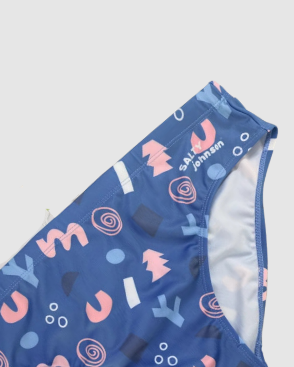 Squiggles print swim briefs, chlorine resistant recycled fabric, Salty Johnson