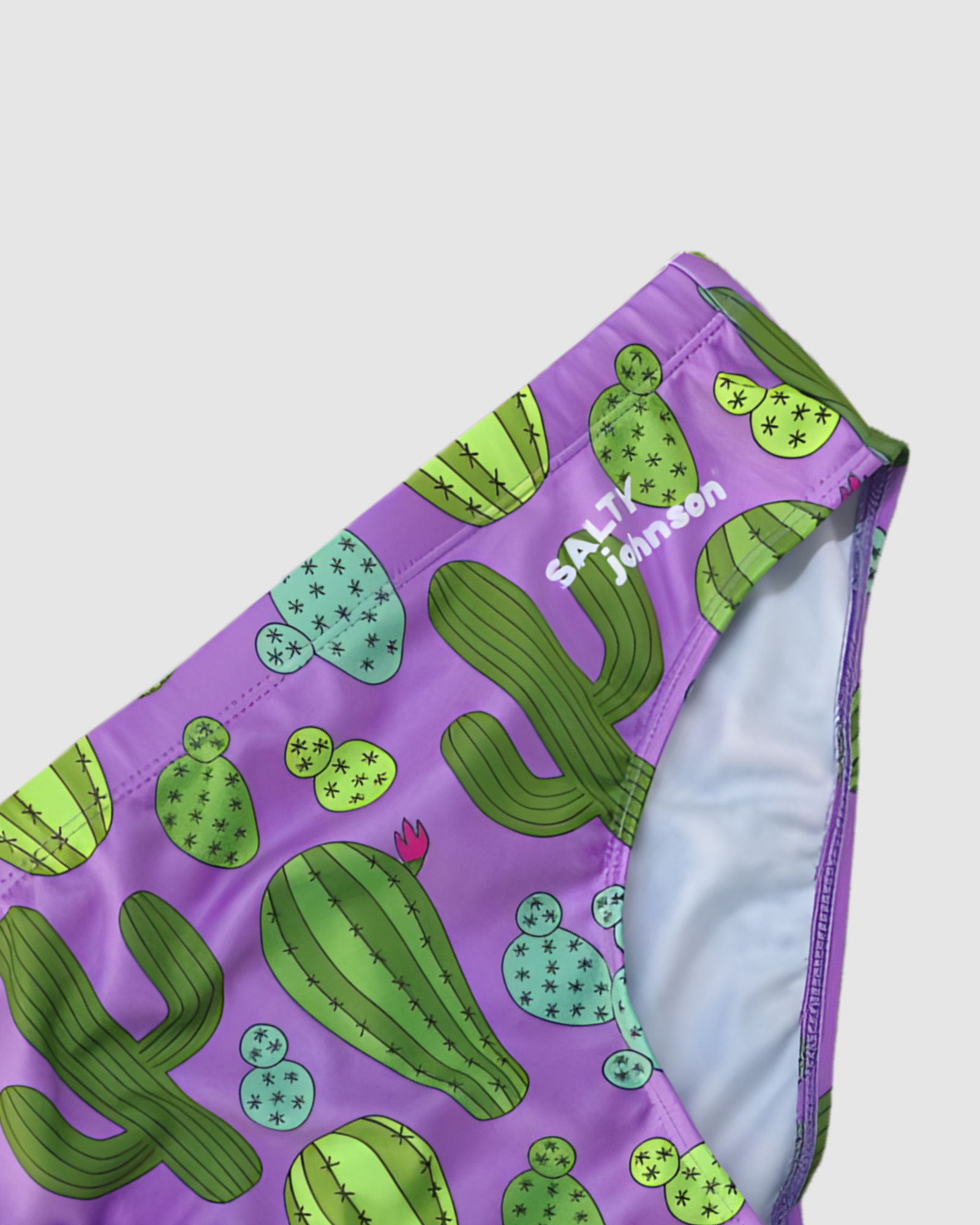 Prickly Business mens swim briefs, UPF50+ rated sustainable swimwear, Salty Johnson