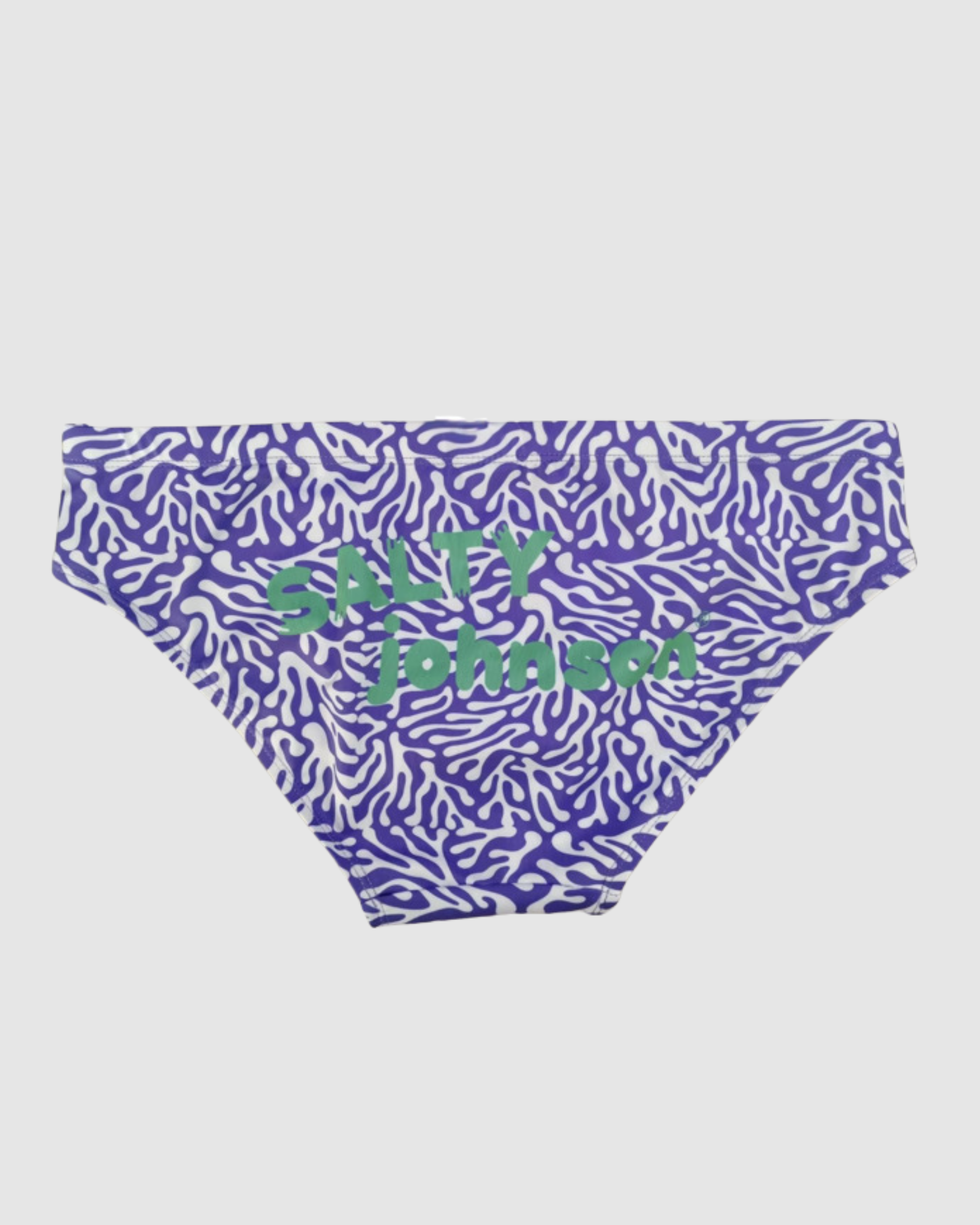 Violet Coral mens swim briefs, UPF50+ rated sustainable swimwear, Salty Johnson