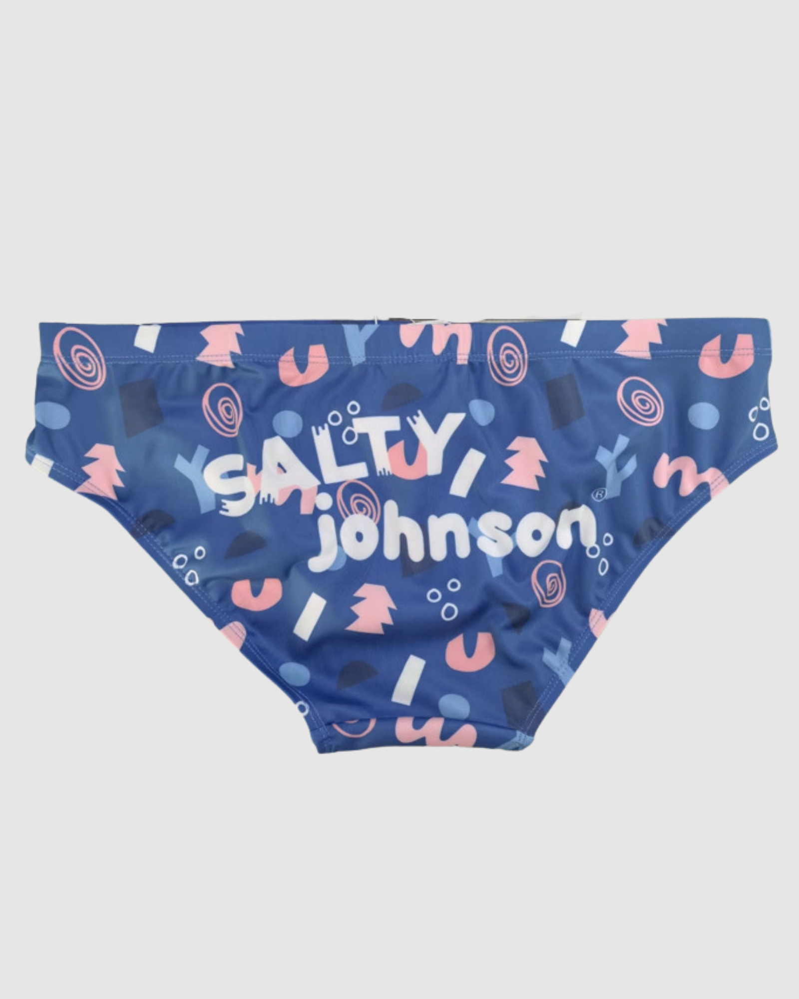 Squiggles print mens swim briefs in recycled REPREVE fabric, Salty Johnson
