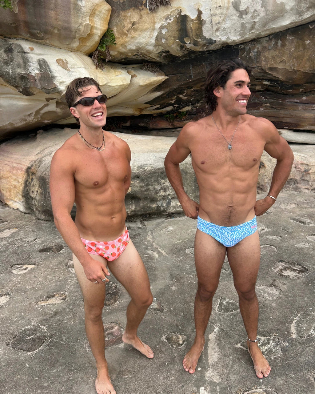 Sustainable Men’s Swim Briefs - Strawberry Kisses Salty Johnson AU