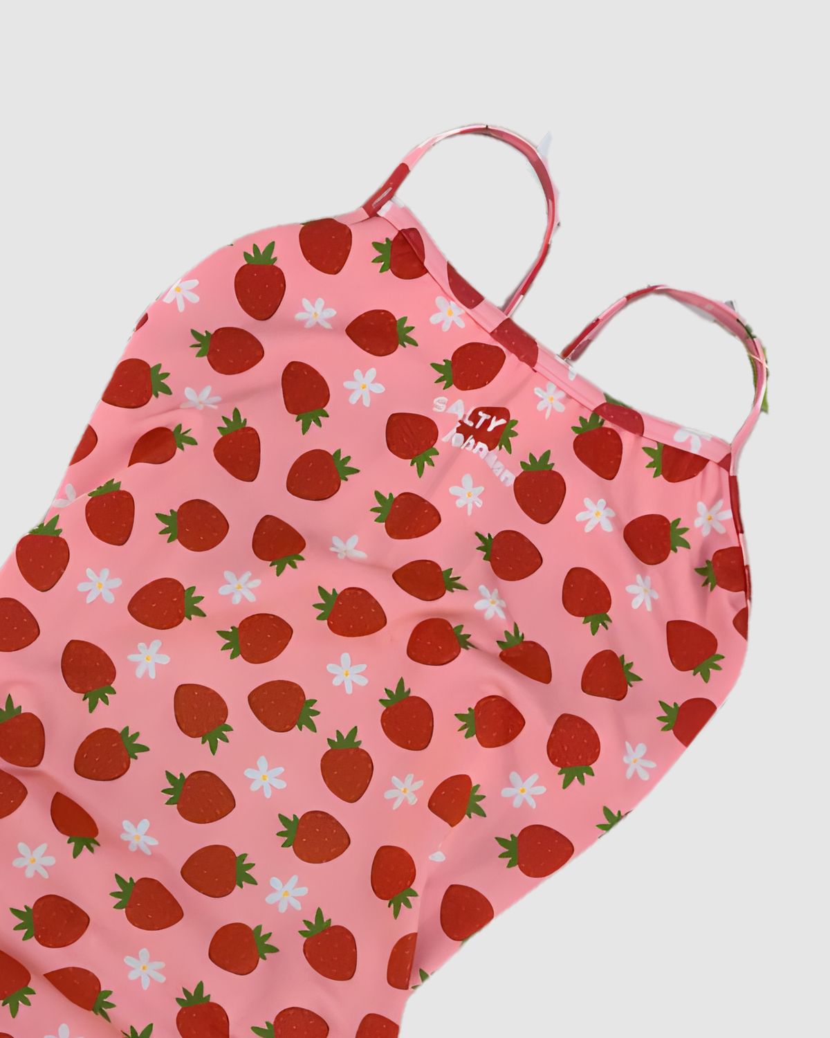 Strawberry Fields womens swimsuit, quick drying recycled fabric, Salty Johnson