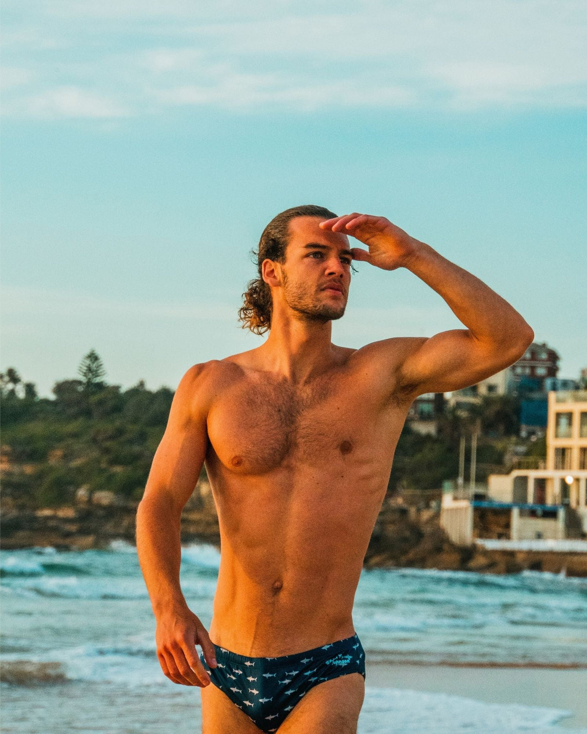 WHITE POINTER – Men's Swim Briefs | Sustainable UPF50+ Swimwear Salty Johnson