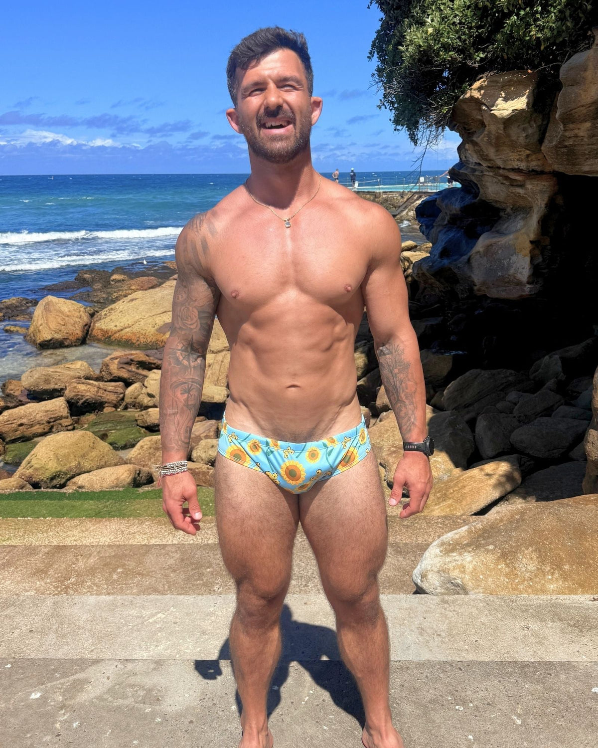 SUNNY SIDE UP – Men's Swim Briefs | Sustainable UPF50+ Swimwear Salty Johnson