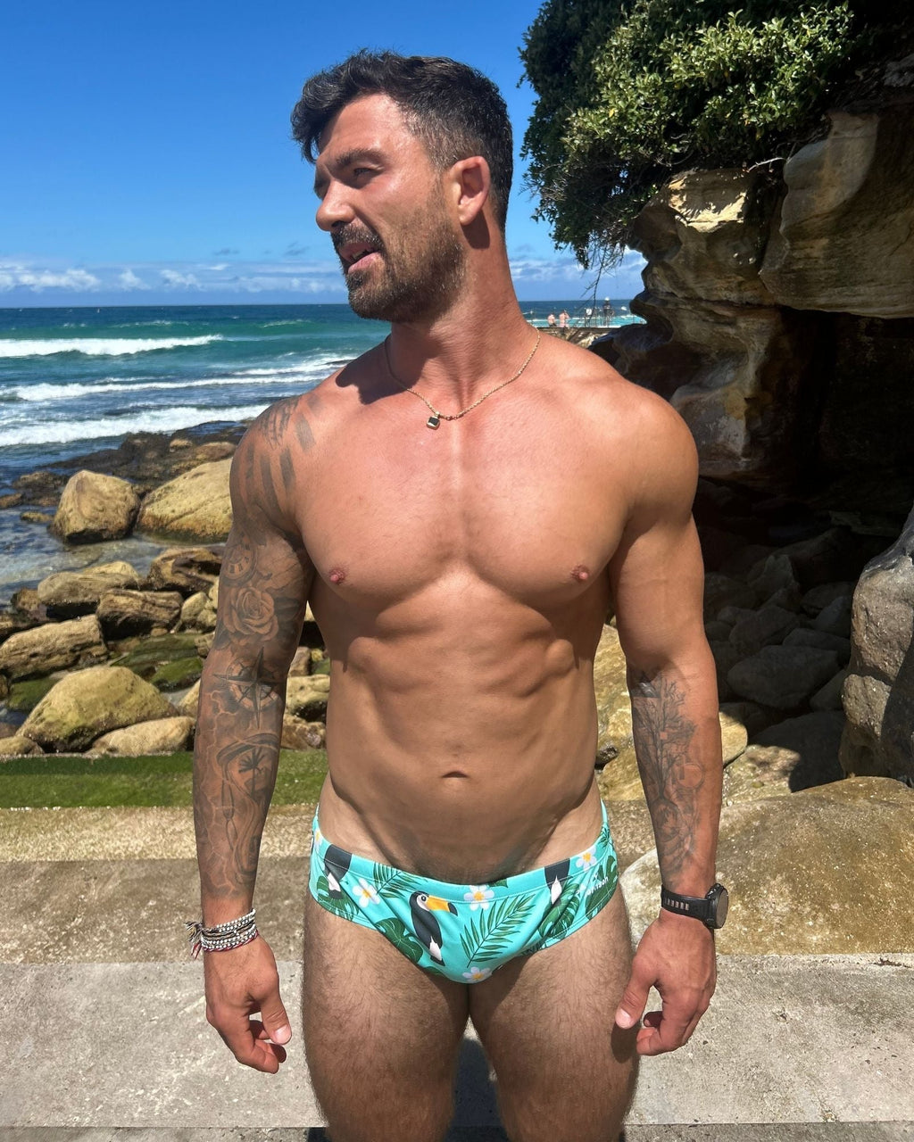 TOUCAN TANGO – Men's Swim Briefs | Sustainable UPF50+ Swimwear Salty Johnson