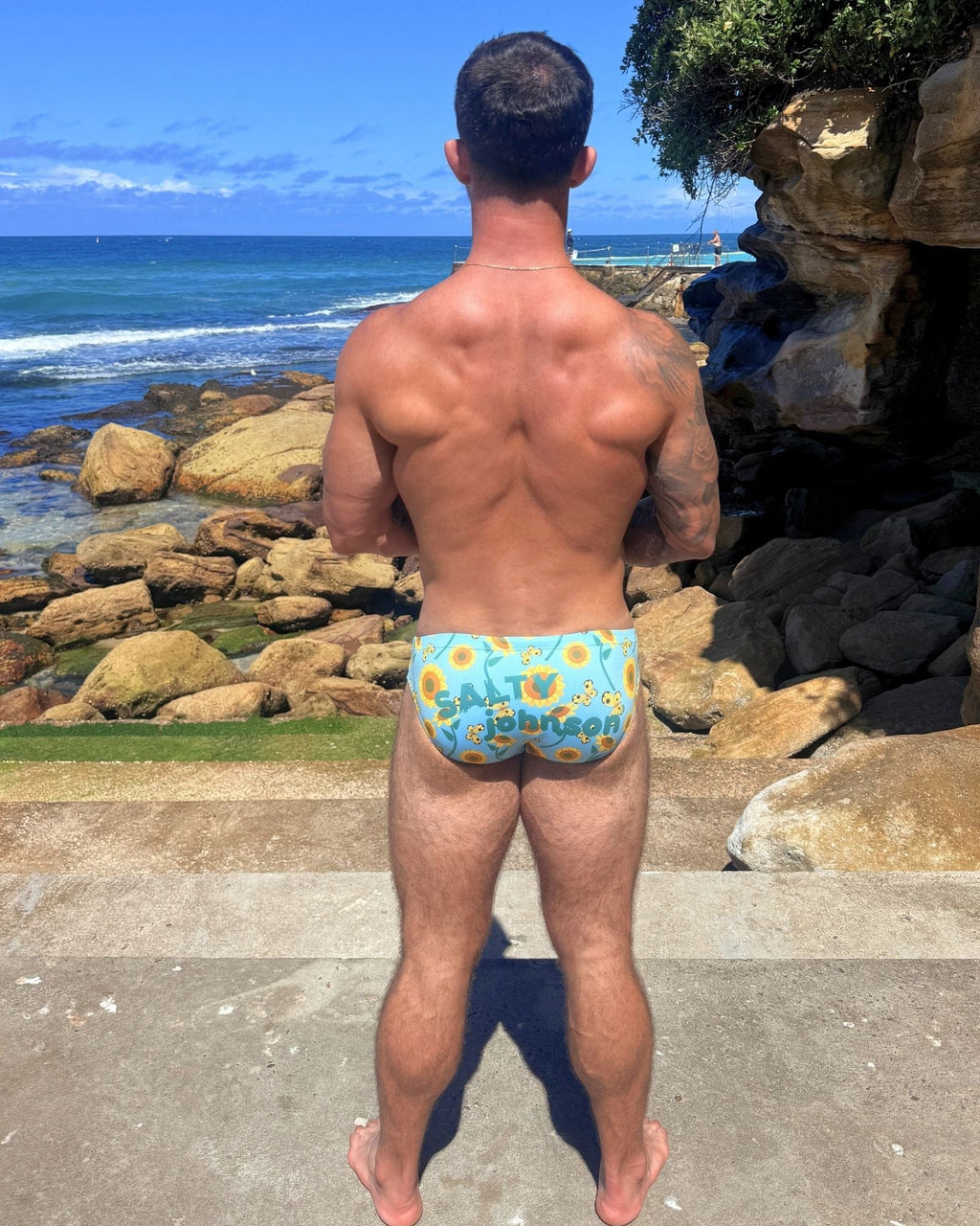 SUNNY SIDE UP – Men's Swim Briefs | Sustainable UPF50+ Swimwear Salty Johnson