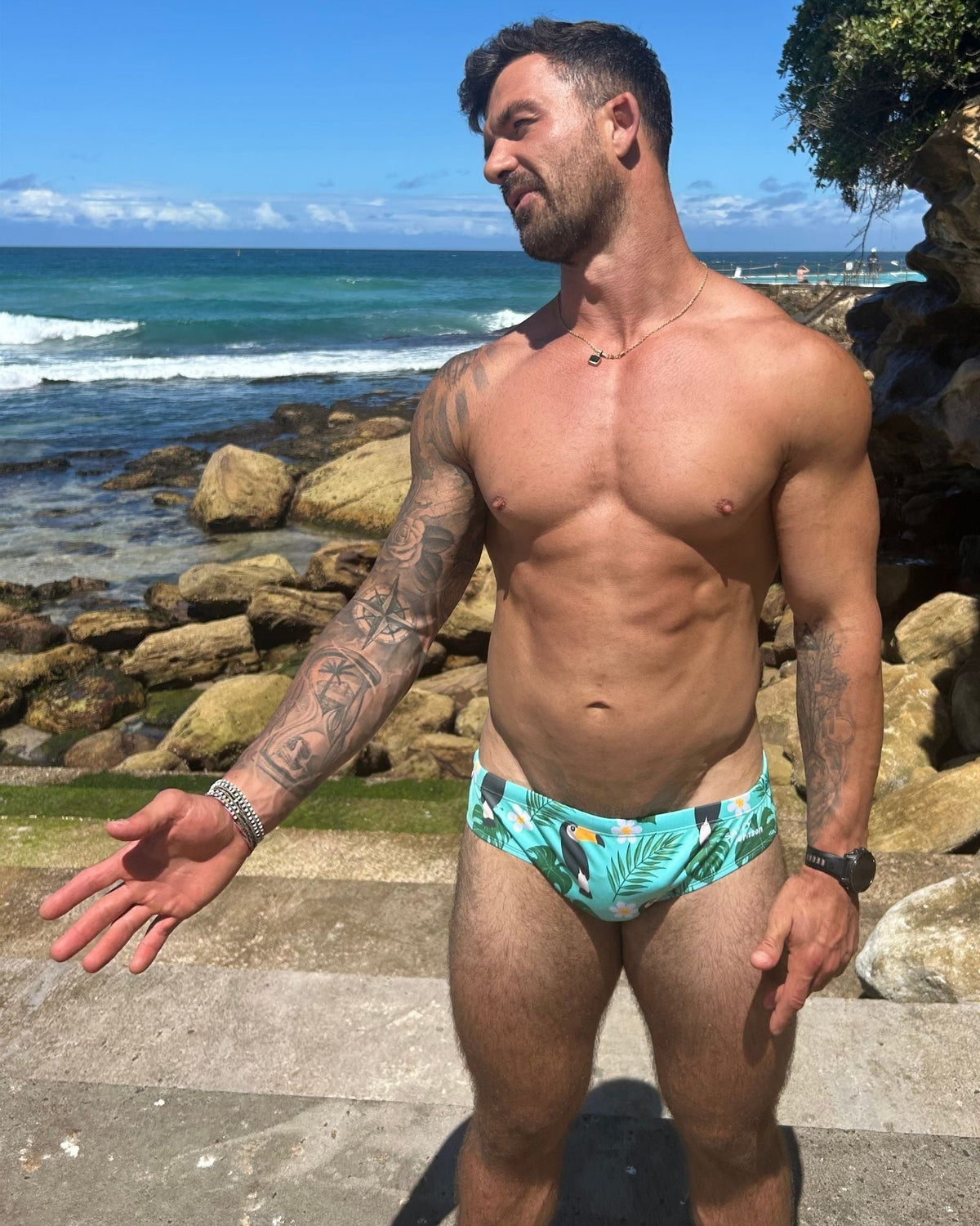 TOUCAN TANGO – Men's Swim Briefs | Sustainable UPF50+ Swimwear Salty Johnson