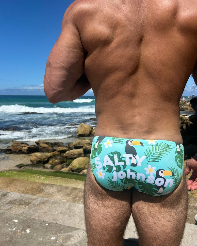 TOUCAN TANGO – Men's Swim Briefs | Sustainable UPF50+ Swimwear Salty Johnson