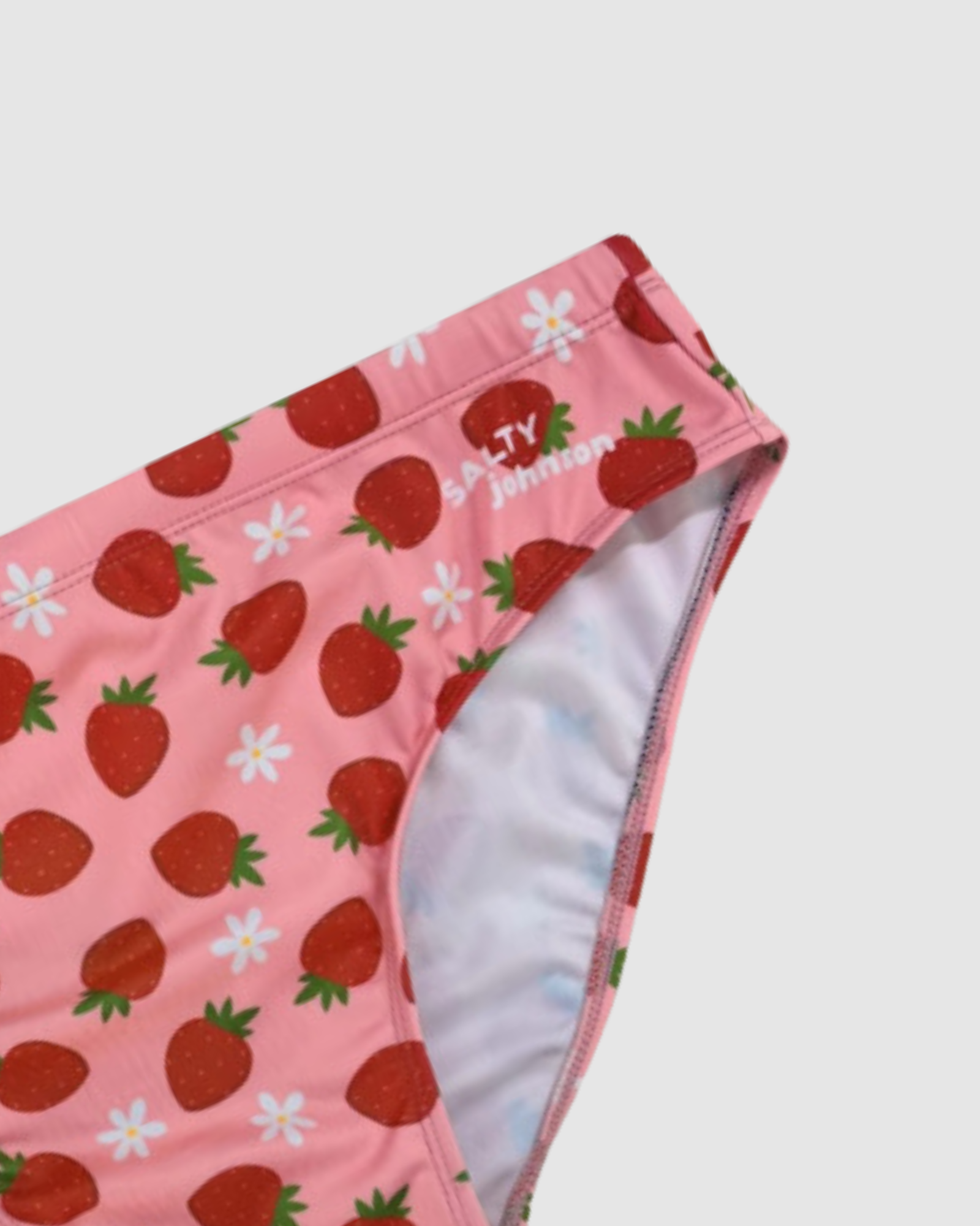 Sustainable Men’s Swim Briefs - Strawberry Kisses Salty Johnson AU