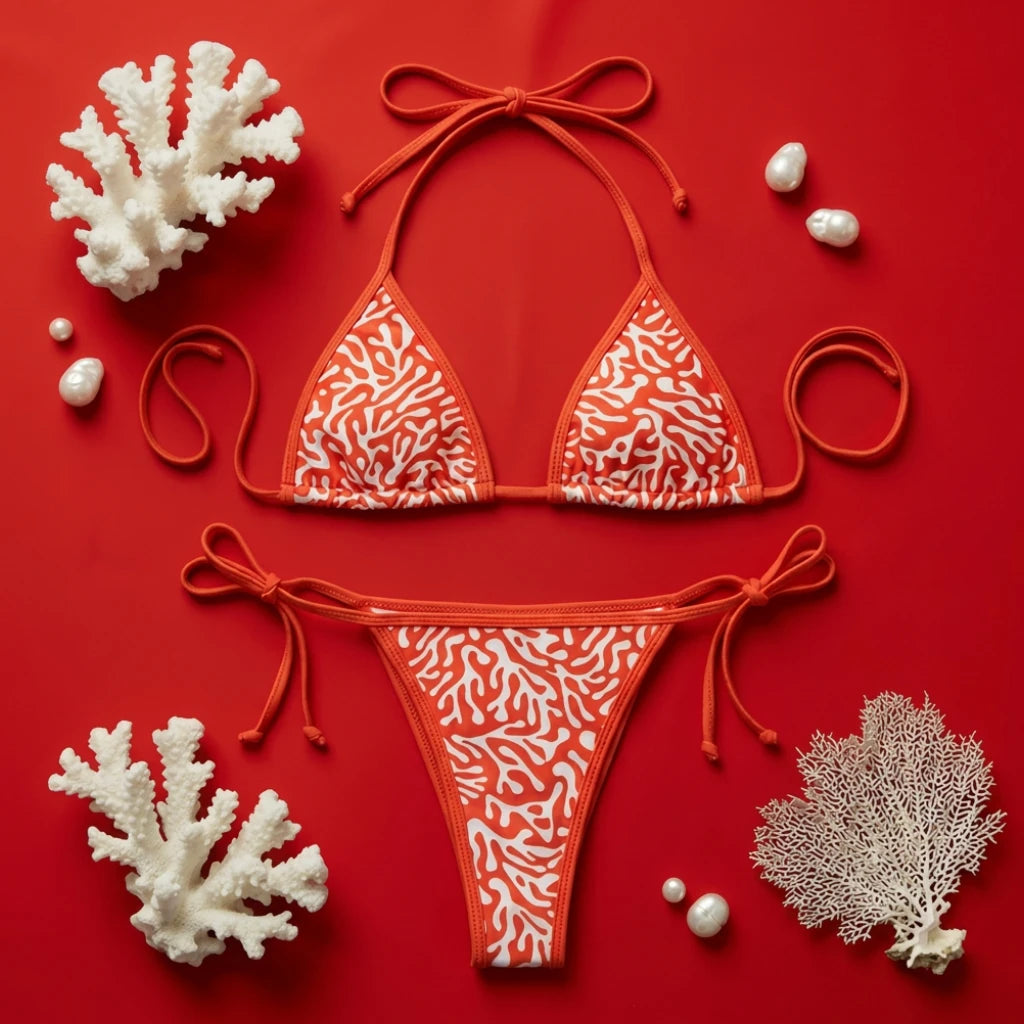 SUNSET CORAL – Women's Bikini Set | Sustainable UPF50+ Swimwear Salty Johnson