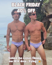 Load and play video in Gallery viewer, Sustainable Men’s Swim Briefs - Violet Coral Briefs

