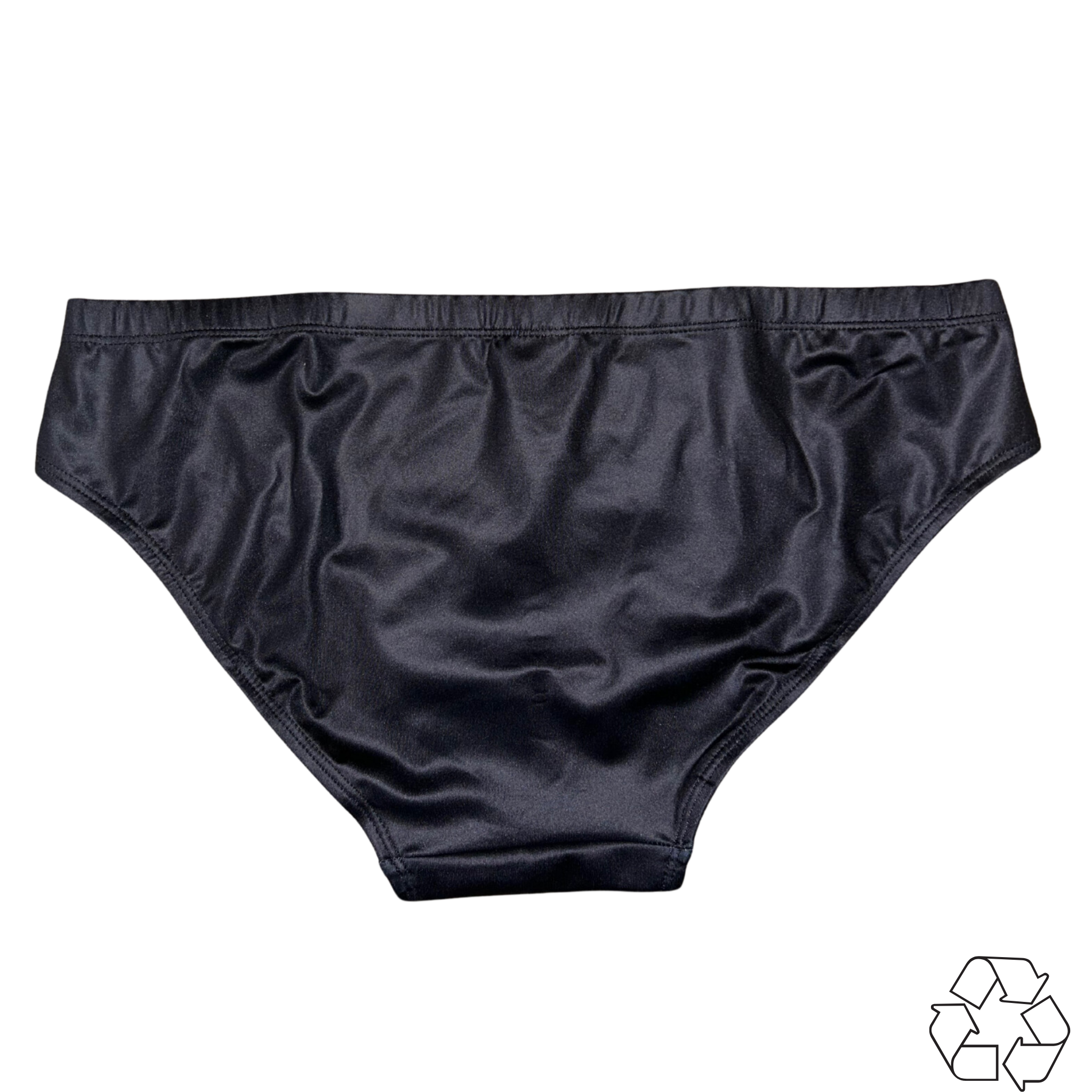 Salty Johnson sustainable mens swim briefs in black made from eco-friendly materials