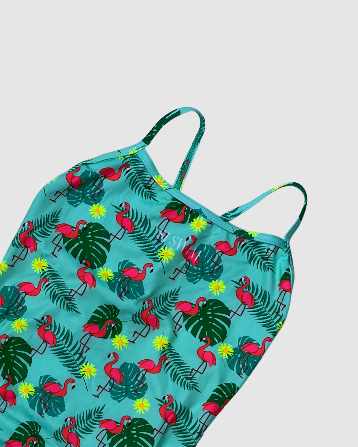 Flamingos one-piece swimsuit in tropical flamingo print, Salty Johnson