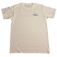Salty Johnson Sustainable Mens T-Shirt in White with Simple Logo Design